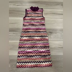 Missoni Orange Label Sleeveless Multicolor Knit Mock Dress Women Sz 42 US 6 M